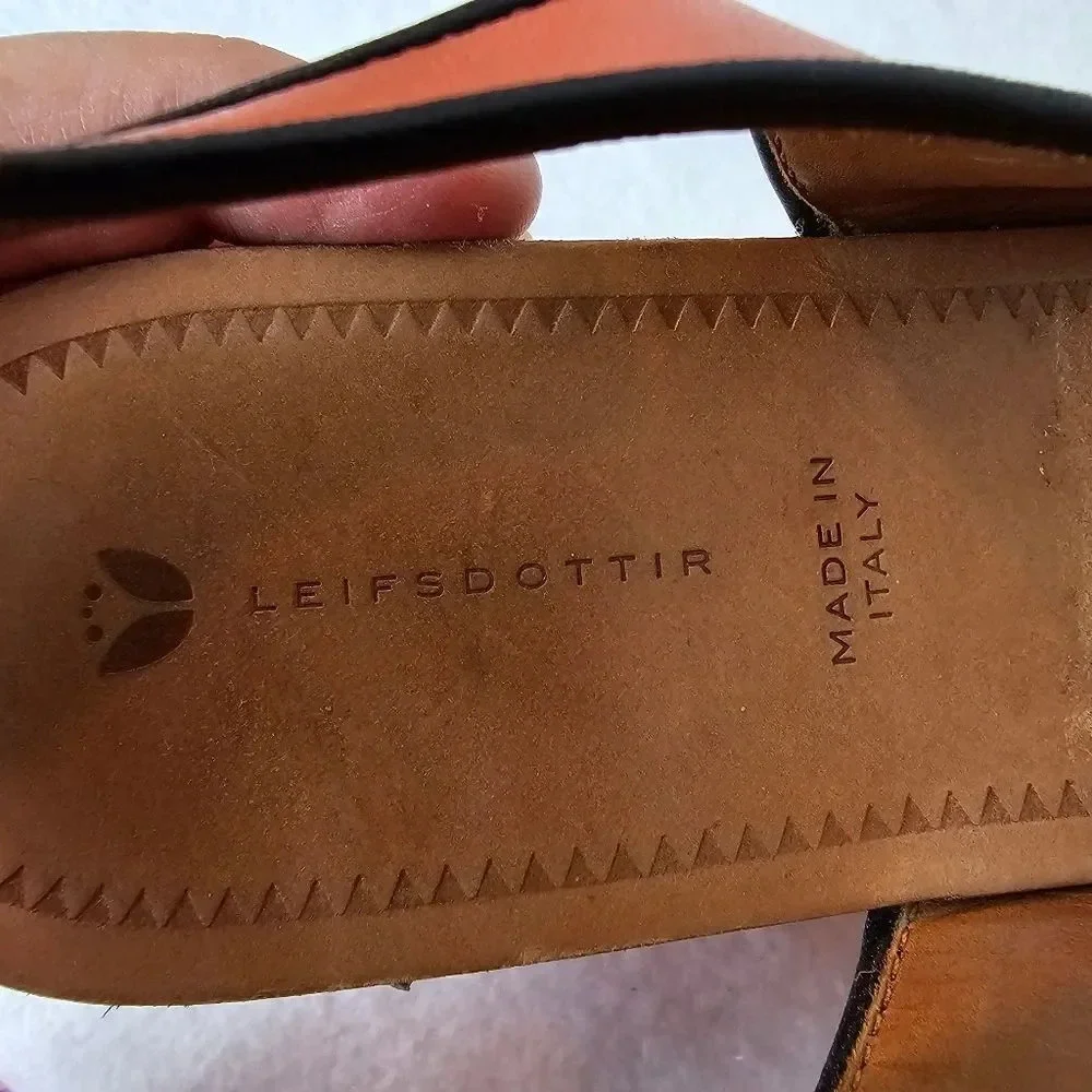 Anthropology Leifdotirr Cream salmon color‎ with wood wedges and snake trim